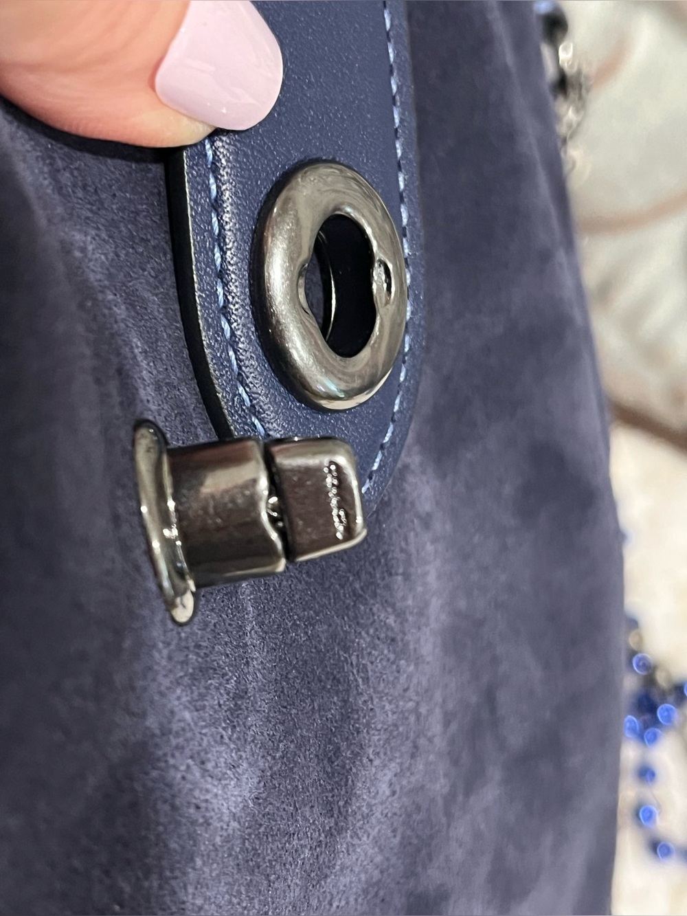 COACH Hadley Blue Suede Turn Lock Shoulder Bag CW004 - Picture 9 of 13